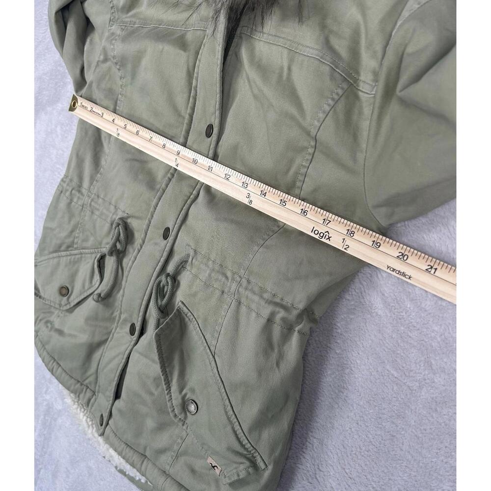 Abercrombie & Fitch Parka Womens XS Green Sherpa Lined Military Coat Y2K Fur - Picture 6 of 9
